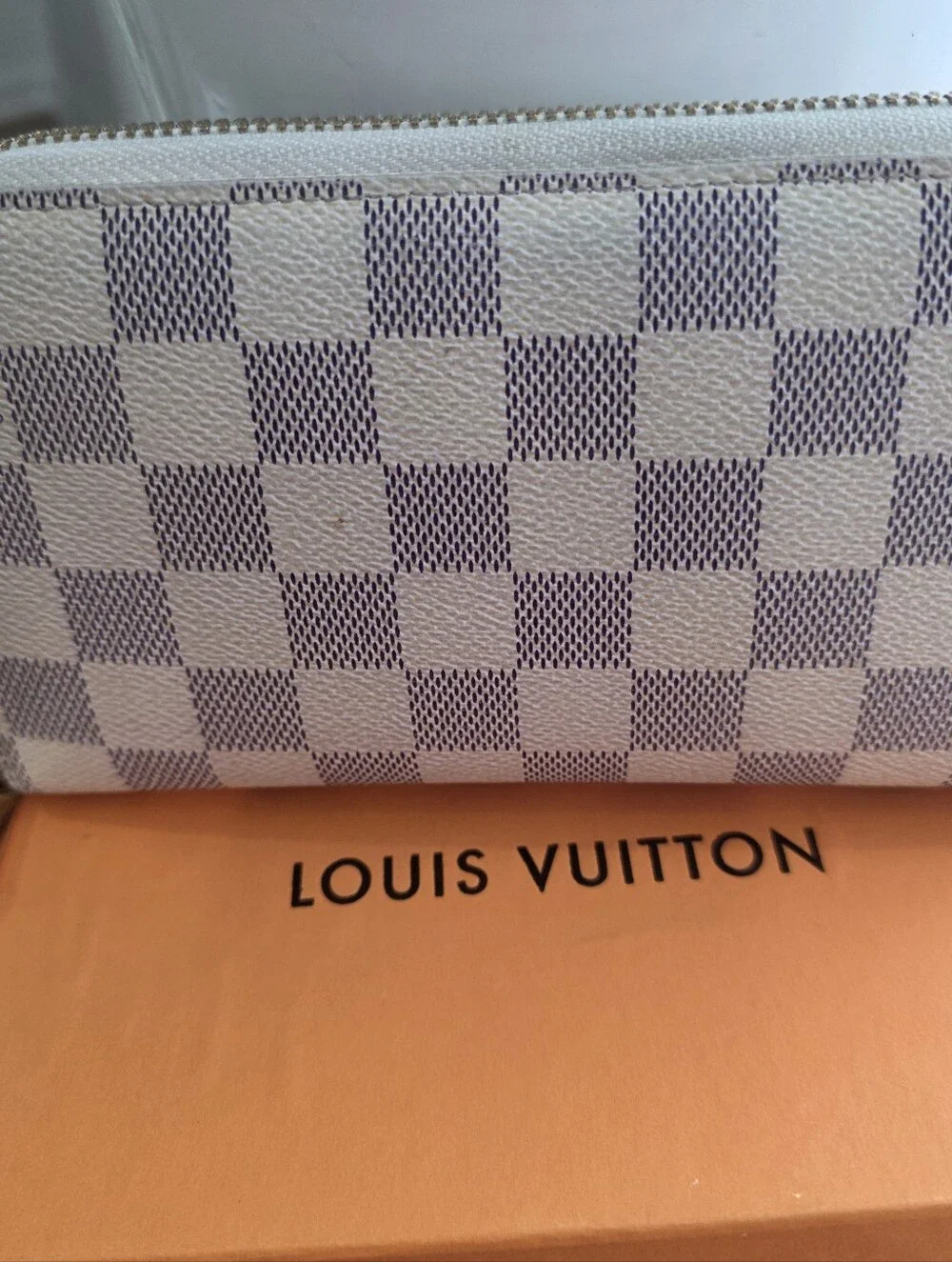 Louis Vuitton Damier Azur Zippy Long Wallet Pink Interior